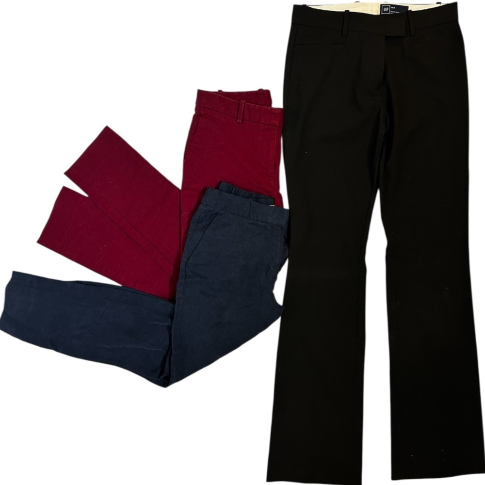 NWOT /EUC GAP 00 Set of Three Women's Pants - Black, Red, and navy